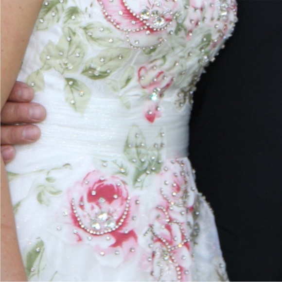 Jovani size 6 floral white dress - Picture 2 of 8